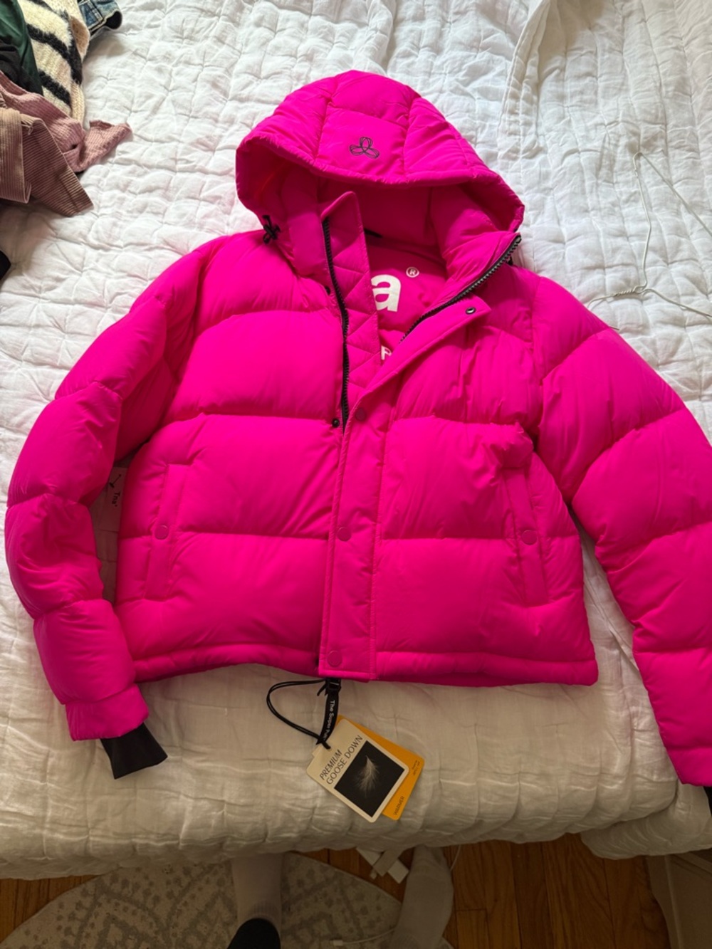 Aritzia Hot Pink Puffer Ski Jacket with Hood